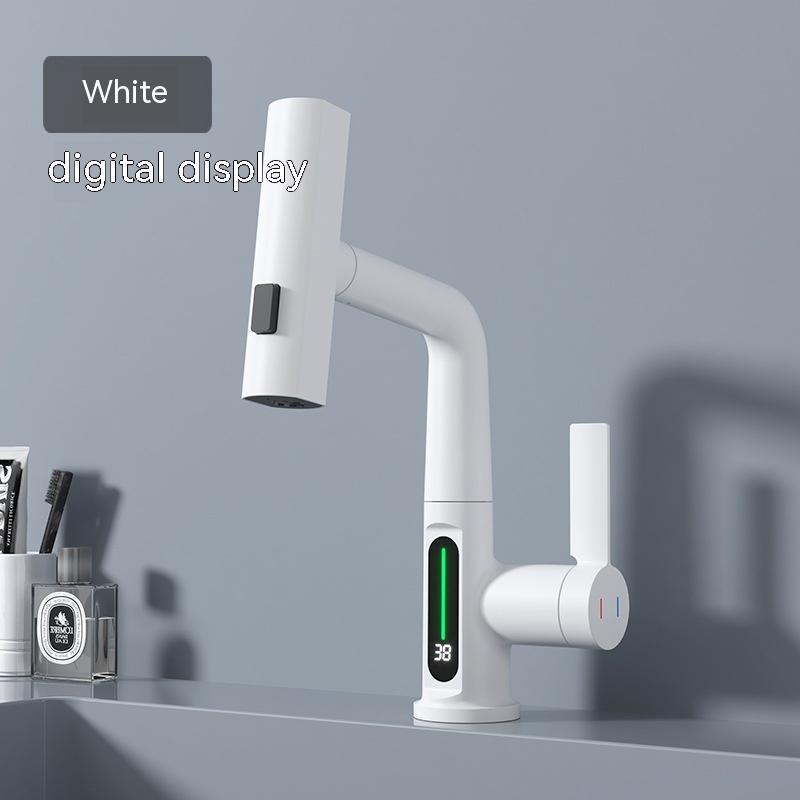 Intelligent Digital Display Pull-Out Faucet – Basin Tap with Temperature Display and 360° Rotation