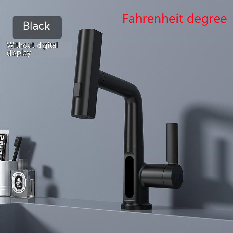 Intelligent Digital Display Pull-Out Faucet – Basin Tap with Temperature Display and 360° Rotation