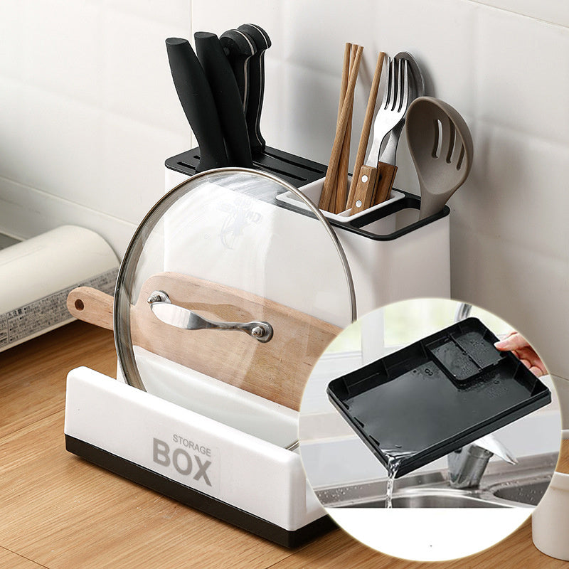 Kitchen Tableware & Knife Storage Rack – Plastic Organizer for Cabinets, Countertops, and Kitchen Gadgets