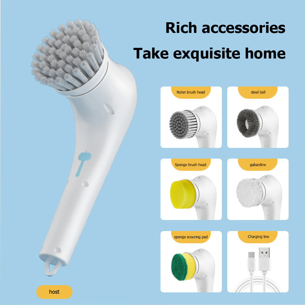 Multifunctional Electric Handheld Scrubber – Kitchen & Bathroom Cleaning Brush Set with 5 Drill Brush Heads