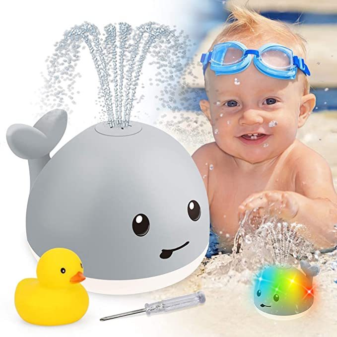 Baby Cartoon Whale Bath Toy – Floating Water Sprayer with LED Light & Music for Fun Baby Play