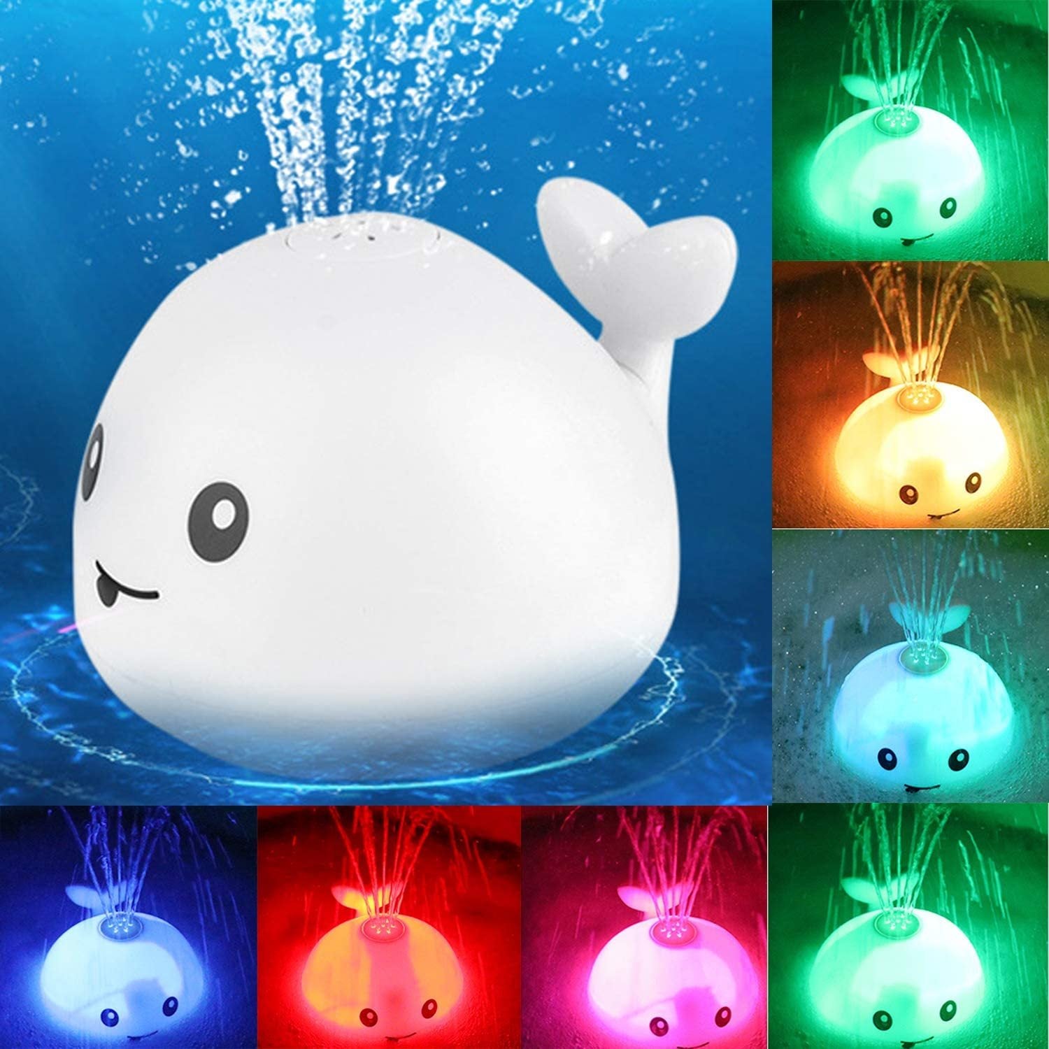 Baby Cartoon Whale Bath Toy – Floating Water Sprayer with LED Light & Music for Fun Baby Play
