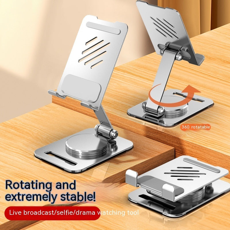 360° Rotating Metal Desk Mobile Phone & Tablet Holder – Adjustable Desktop Stand for Smartphones and Tablets