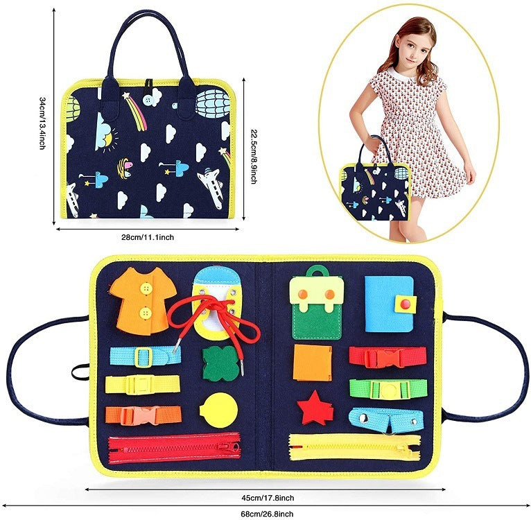 New Busy Book – Children’s Dressing & Buttoning Busy Board for Early Education, Preschool Sensory Learning Toy