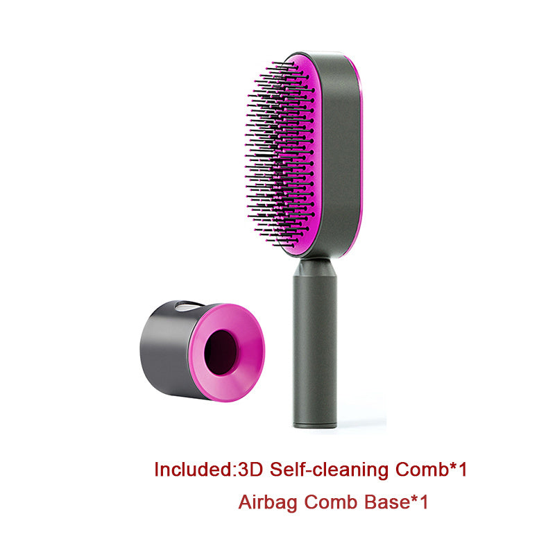 Self-Cleaning Hair Brush for Women – Anti-Static Scalp Massage Hairbrush with One-Key Hair Removal and Airbag Design