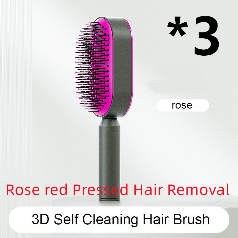 Self-Cleaning Hair Brush for Women – Anti-Static Scalp Massage Hairbrush with One-Key Hair Removal and Airbag Design