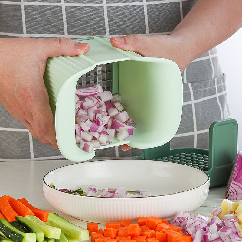 Multifunctional Vegetable Chopper – Hand-Press French Fries Cutter, Onion Dicer & Potato/Cucumber Slicer for Kitchen Use
