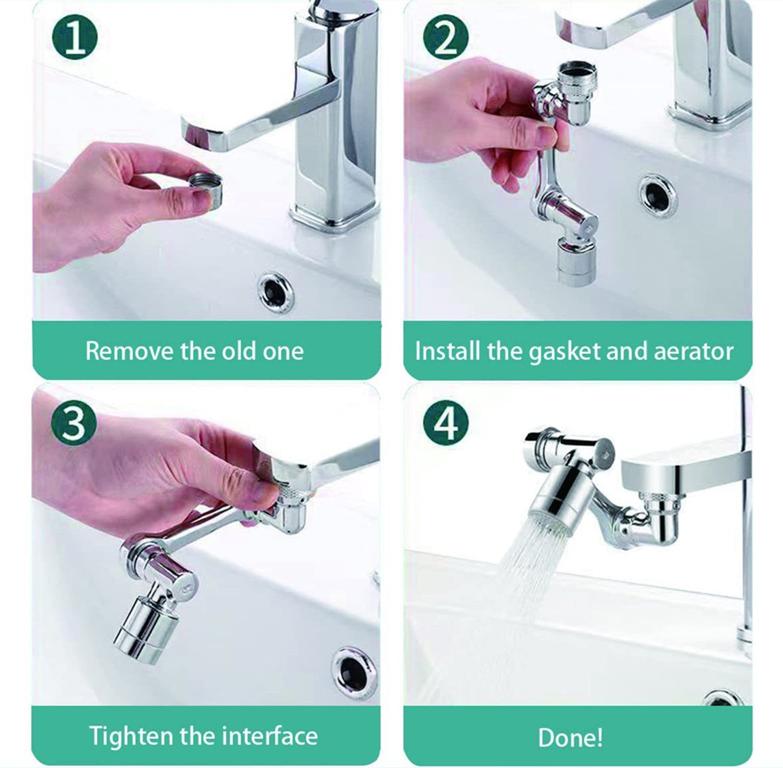Universal Faucet for Washbasin – Multifunctional Splash-Proof Tap with 1080° Rotation