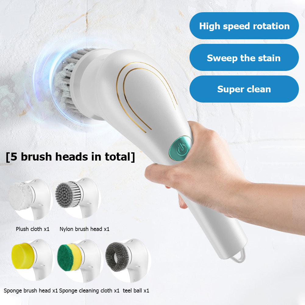 Multifunctional Electric Handheld Scrubber – Kitchen & Bathroom Cleaning Brush Set with 5 Drill Brush Heads