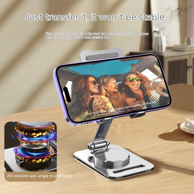 360° Rotating Metal Desk Mobile Phone & Tablet Holder – Adjustable Desktop Stand for Smartphones and Tablets