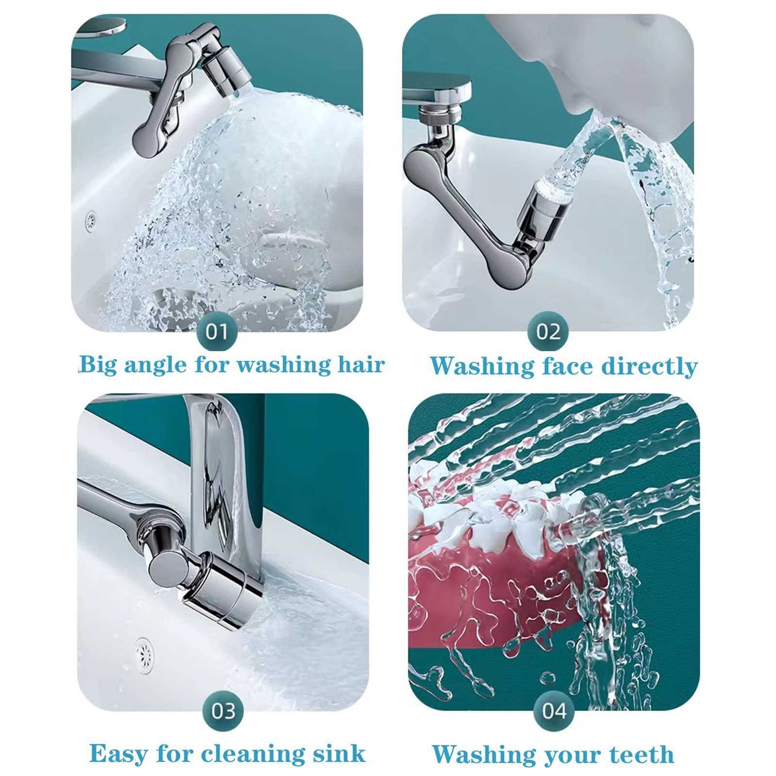 Universal Faucet for Washbasin – Multifunctional Splash-Proof Tap with 1080° Rotation