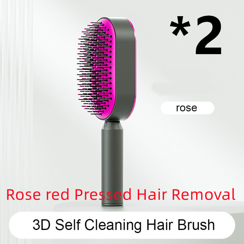 Self-Cleaning Hair Brush for Women – Anti-Static Scalp Massage Hairbrush with One-Key Hair Removal and Airbag Design