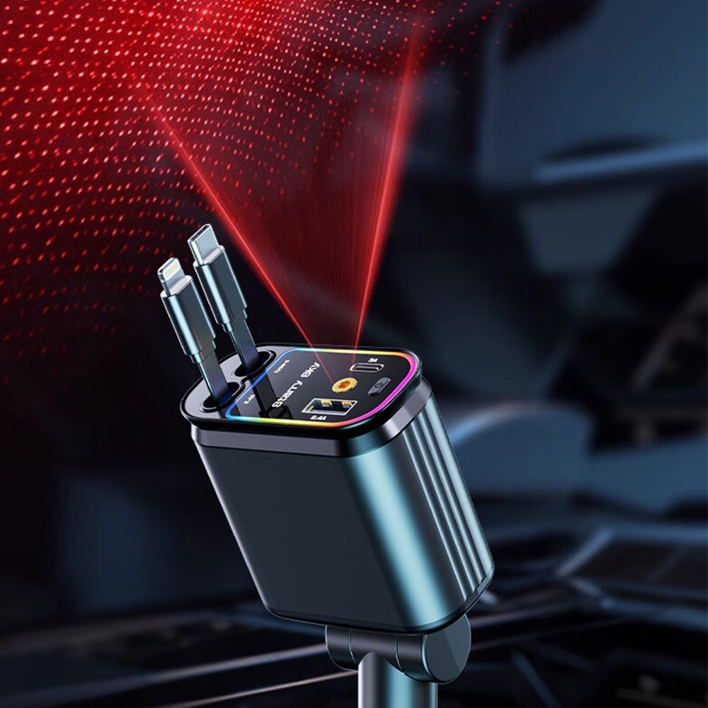 Starry Sky Flexible Wire Car Charger – USB Fast Charging Cable for Smartphones and Tablets