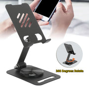 360° Rotating Metal Desk Mobile Phone & Tablet Holder – Adjustable Desktop Stand for Smartphones and Tablets