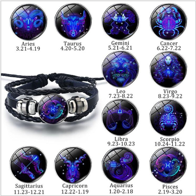 Zodiac Constellation Braided Bracelet – Adjustable Astrology Bracelet for Men, Women & Kids