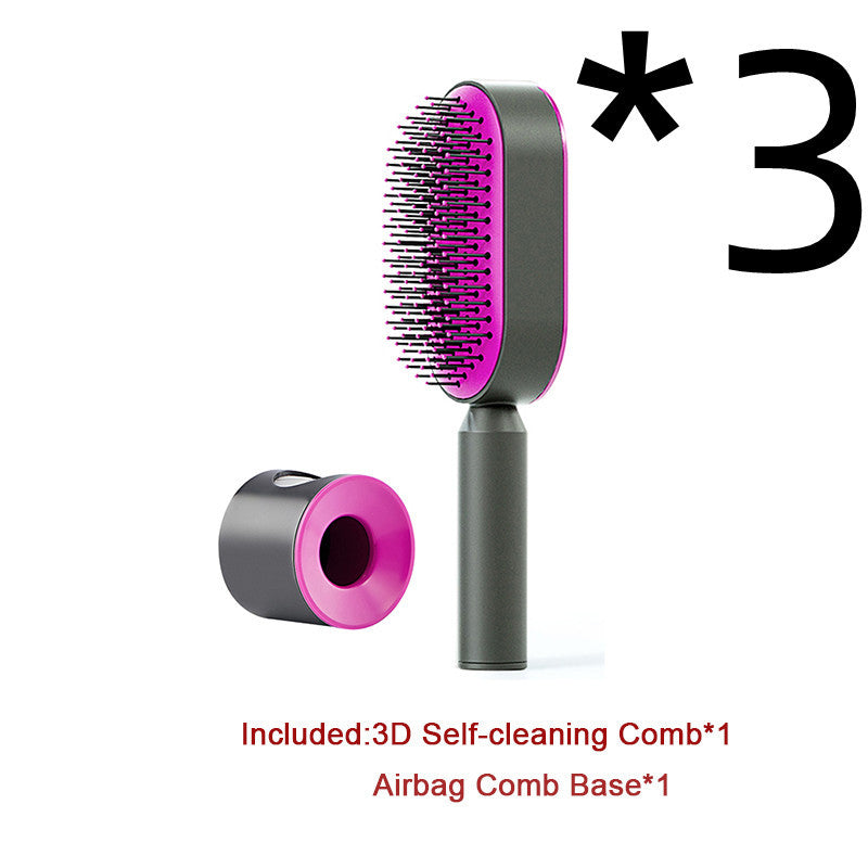 Self-Cleaning Hair Brush for Women – Anti-Static Scalp Massage Hairbrush with One-Key Hair Removal and Airbag Design
