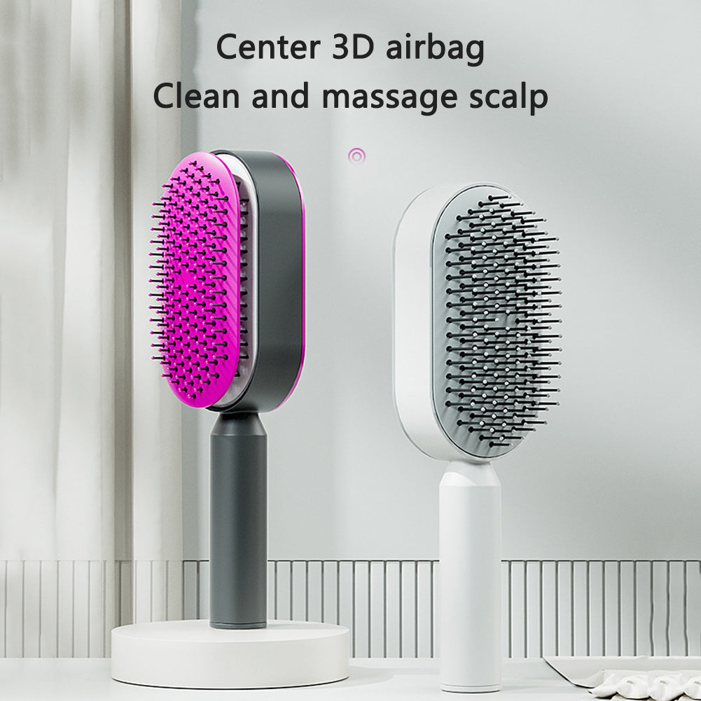 Self-Cleaning Hair Brush for Women – Anti-Static Scalp Massage Hairbrush with One-Key Hair Removal and Airbag Design