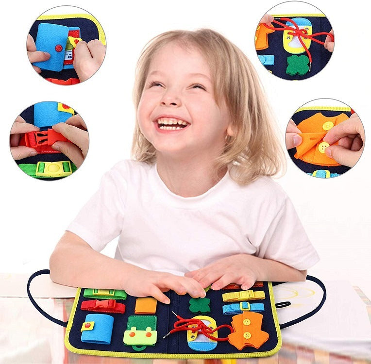 New Busy Book – Children’s Dressing & Buttoning Busy Board for Early Education, Preschool Sensory Learning Toy