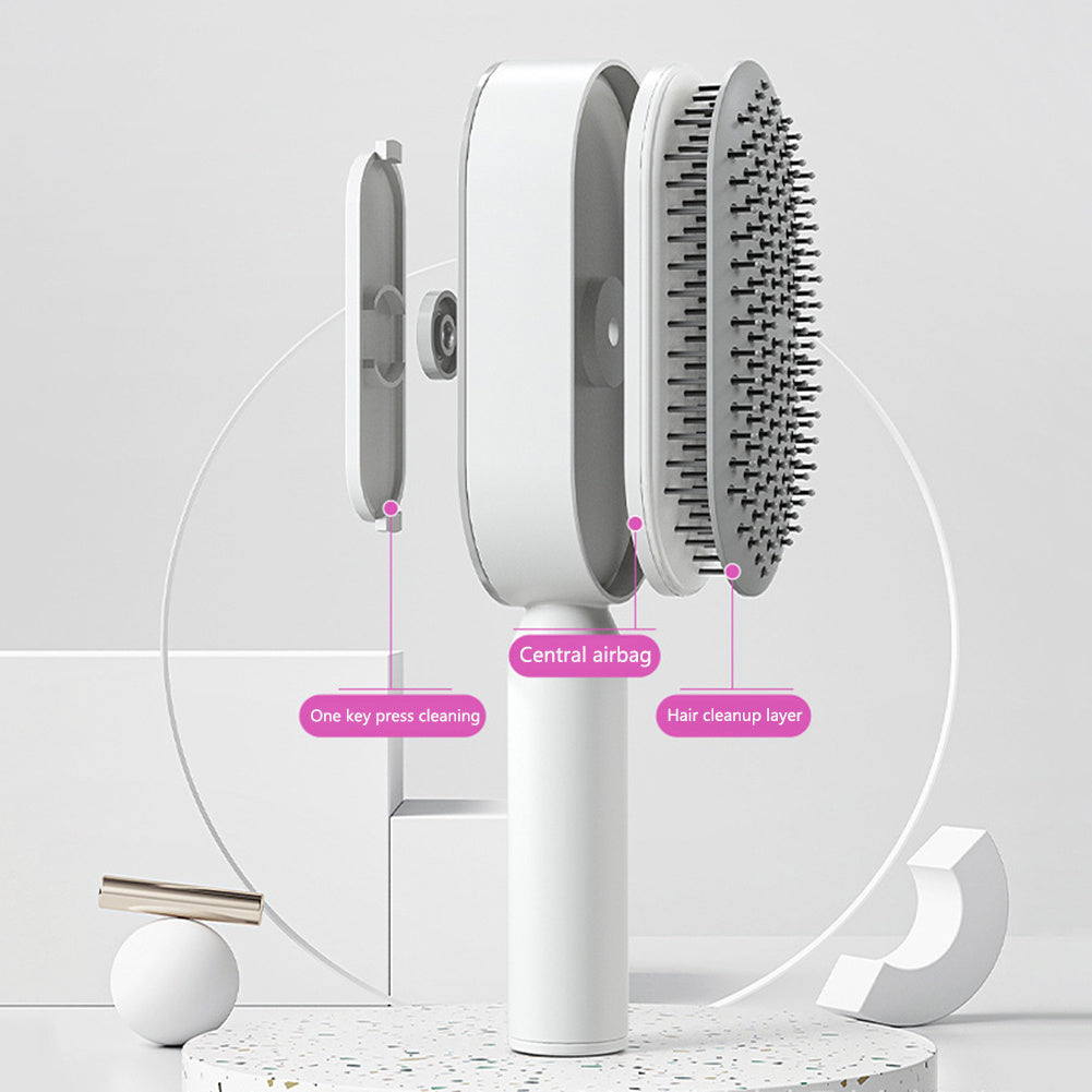 Self-Cleaning Hair Brush for Women – Anti-Static Scalp Massage Hairbrush with One-Key Hair Removal and Airbag Design