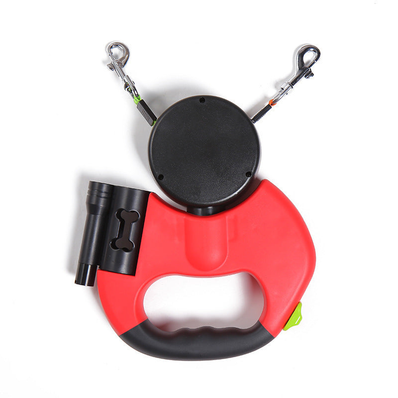 Retractable Dog Leash for Small Dogs – Reflective Dual Pet Leash with 360° Swivel, Lights, and No-Tangle Design