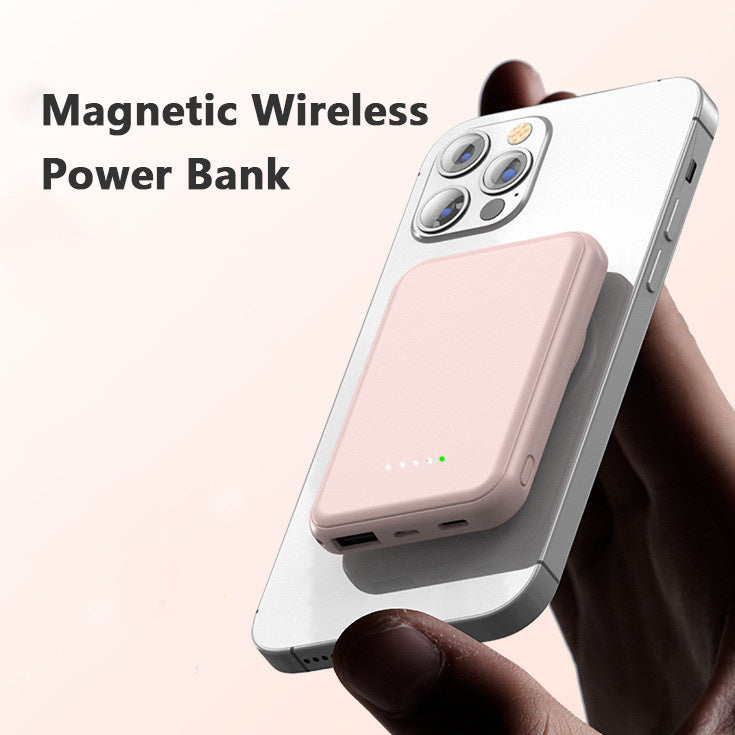 Mini Magnetic Wireless Power Bank – 5000mAh Fast Charging Portable Charger for Smartphones